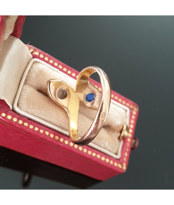 Reserved! Victorian Double Serpent Ring with Rose cut Diamond and Sapphire in 18K Gold Reserved! Victorian Double Serpent Ring with Rose cut Diamond and Sapphire in 18K Gold