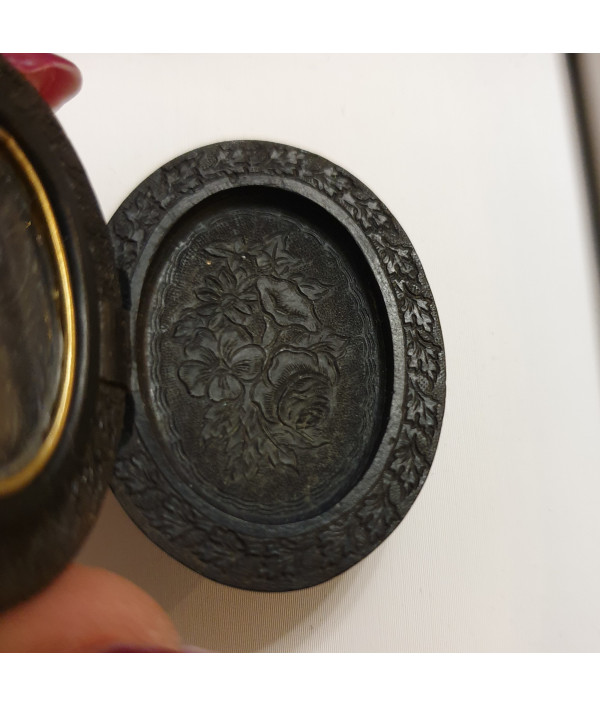 Victorian Vulcanite Mourning Locket Pendant Victorian Vulcanite Mourning Locket Pendant